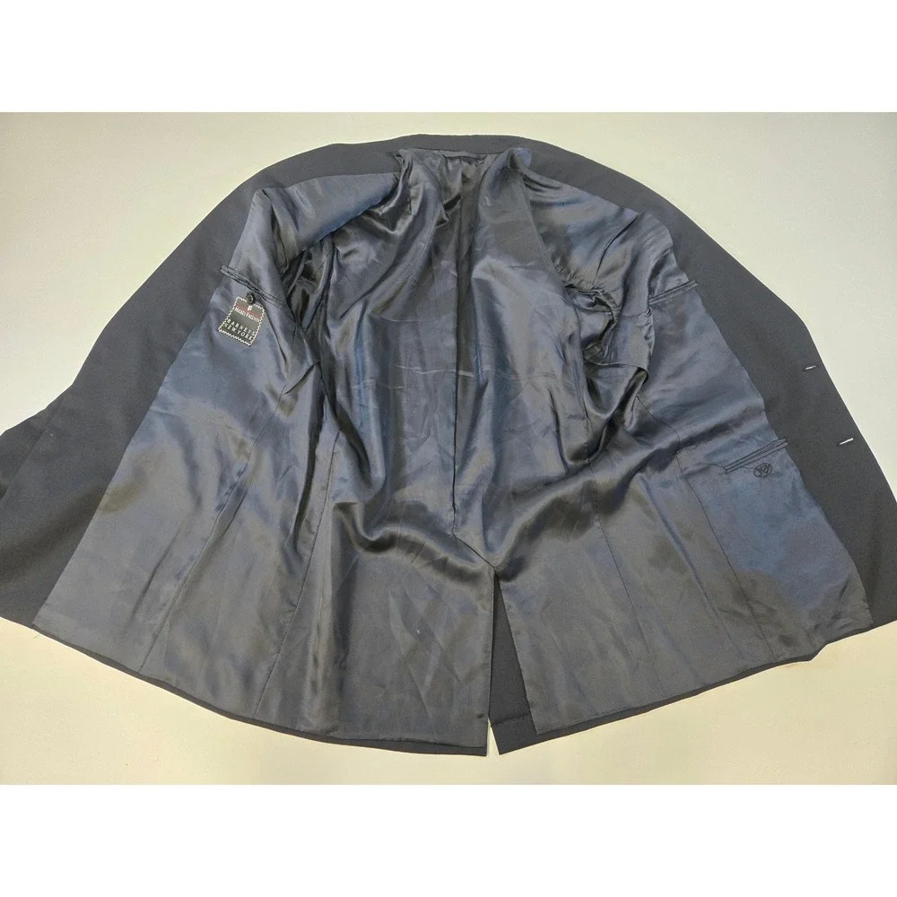 Hickey Freeman Barneys New York‎ Navy Wool Blazer Boardroom Gold Buttons 42R USA